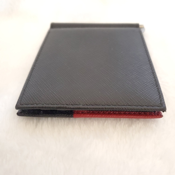 Prada Saffiano Men's Black Card Case with Money Clip - Picture 8 of 10